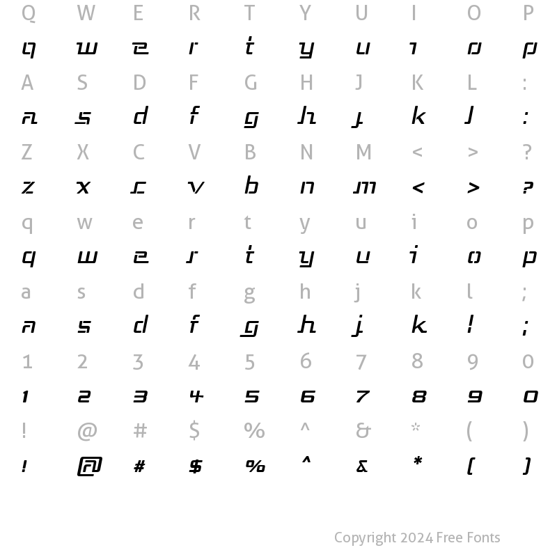 Character Map of Republika III Italic