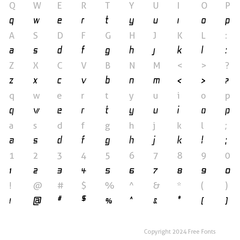 Character Map of Republika IV Cnd Italic