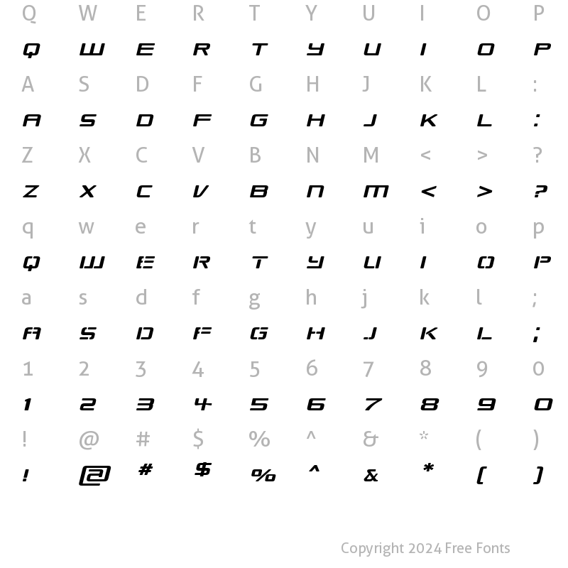 Character Map of Republikaps Exp Italic