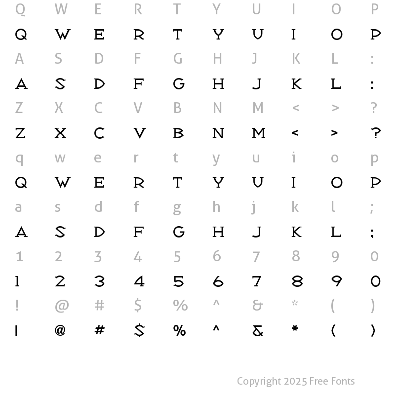 Character Map of RepublikSerifICG 01