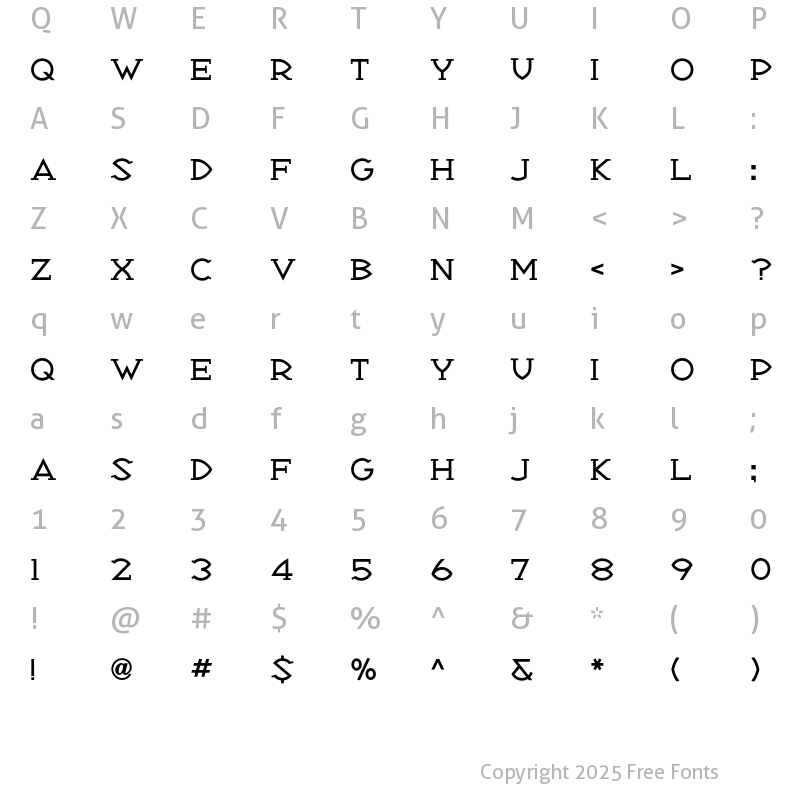 Character Map of RepublikSerifICG 01 Regular