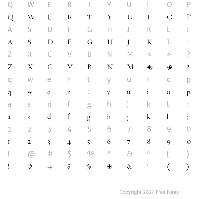 Character Map of Requiem Display-HTF- Roman