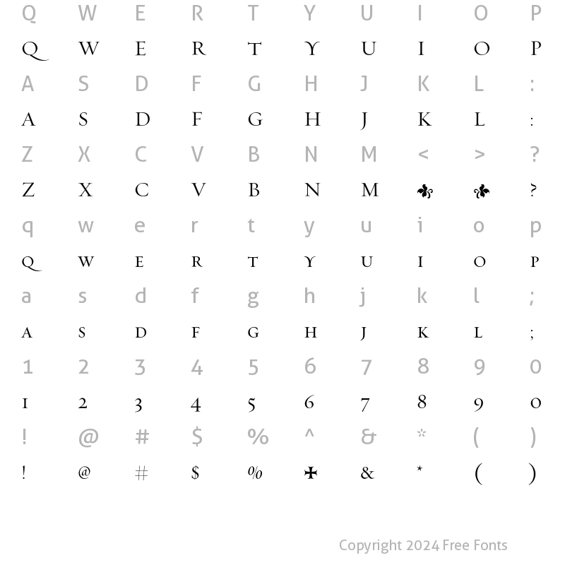 Character Map of Requiem Display-HTF-SmallCaps Regular