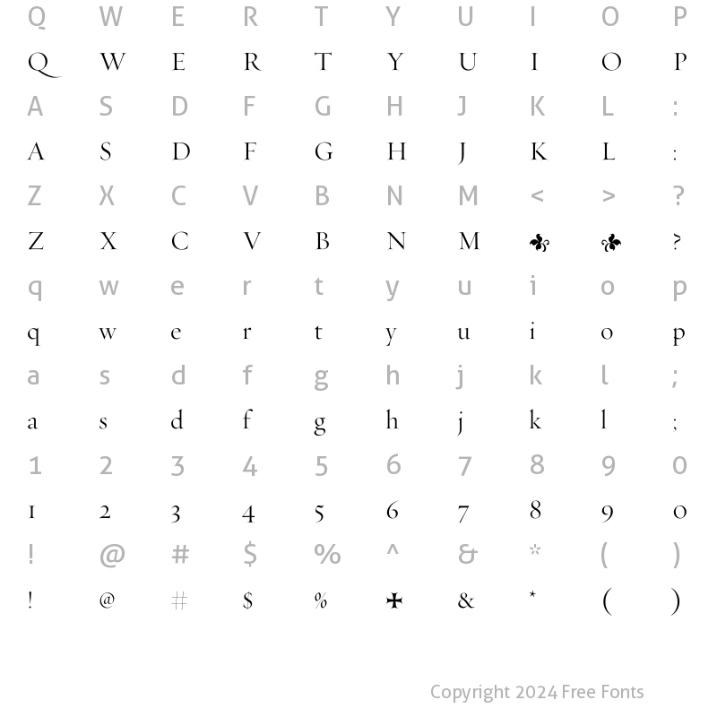 Character Map of Requiem Fine-HTF- Roman