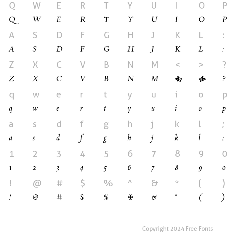 Character Map of Requiem Text-HTF- Italic