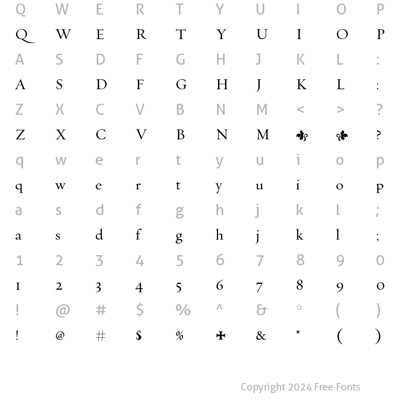 Character Map of Requiem Text-HTF- Roman