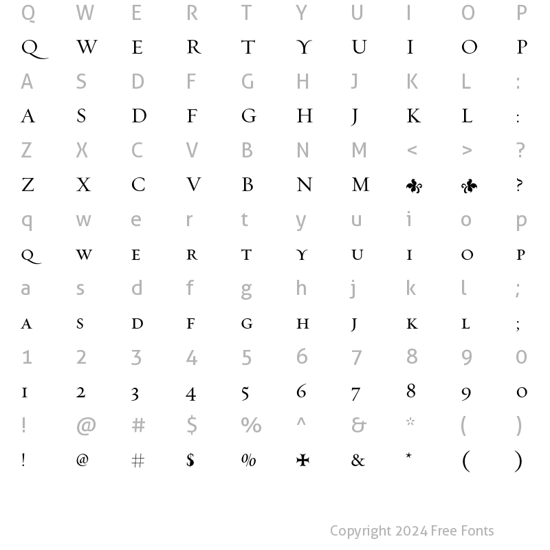 Character Map of Requiem Text-HTF-SmallCaps Regular