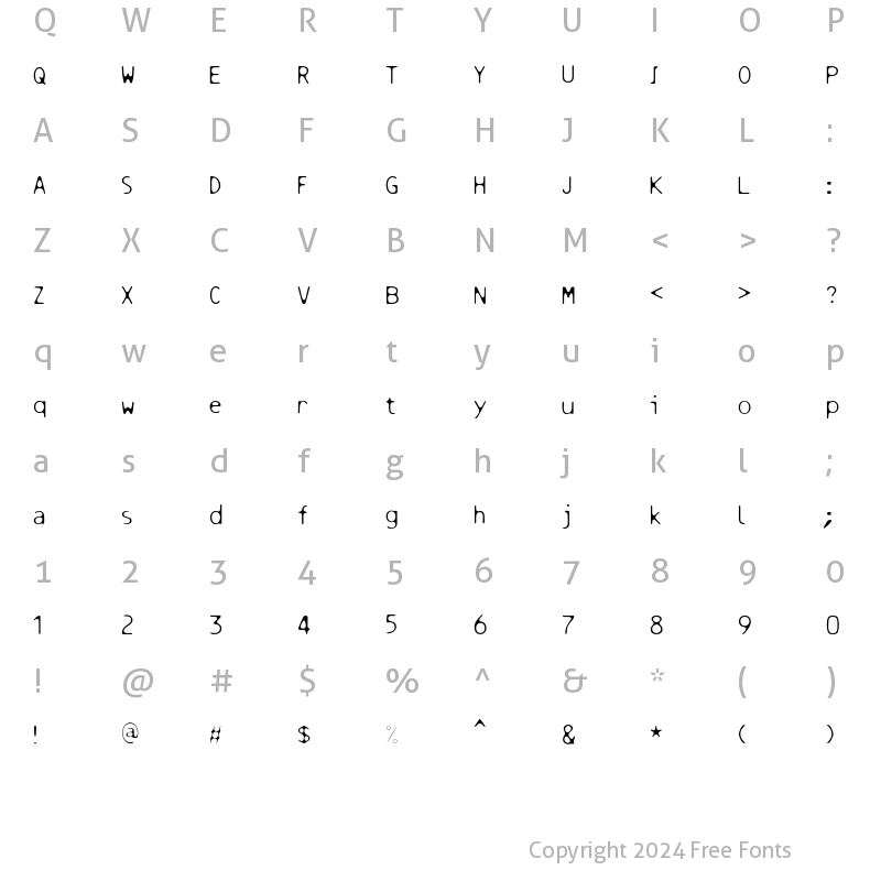 Character Map of Resbaloso Slipping Regular