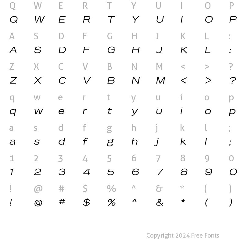 Character Map of Reservation Wide Oblique