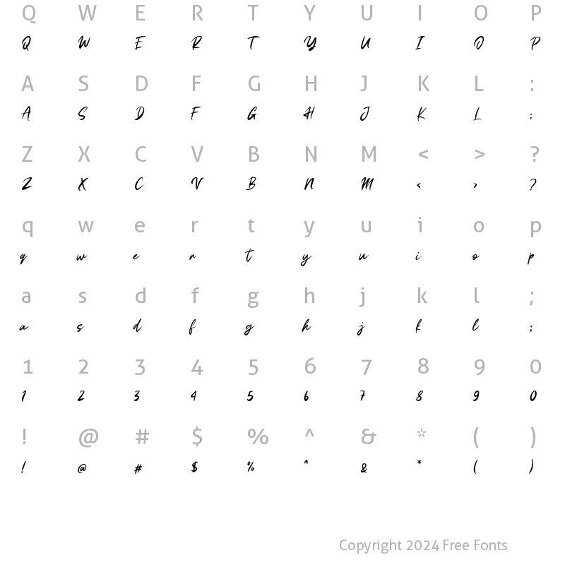 Character Map of Resitta Regular