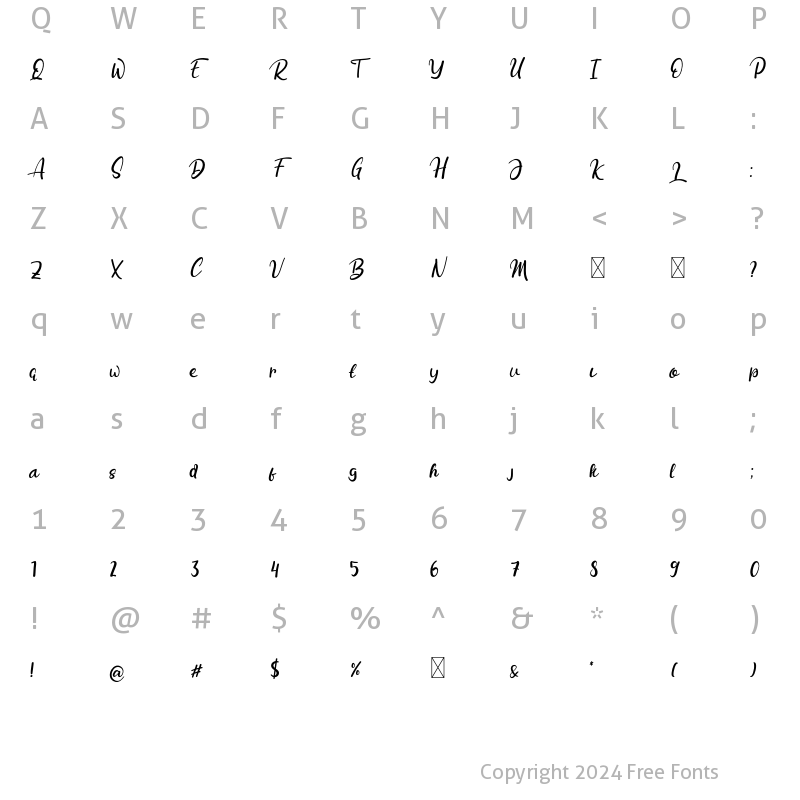 Character Map of Respalo Regular