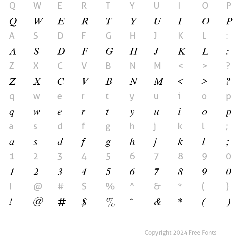 Character Map of Respect Italic