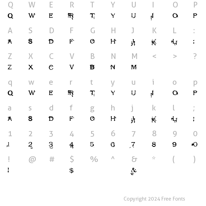 Character Map of Respess Capitals Excessive Excessive