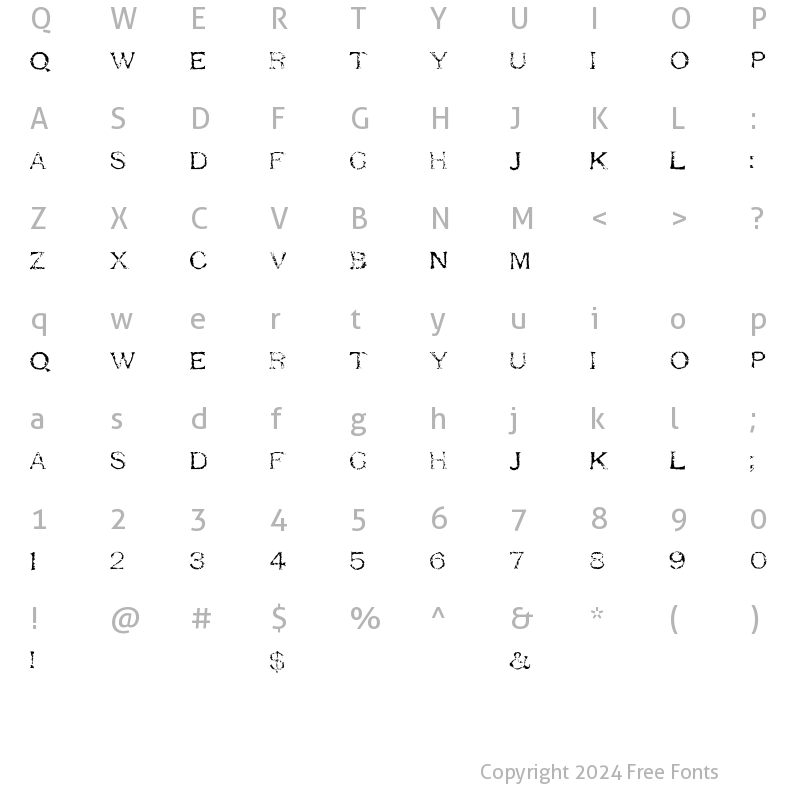 Character Map of Respess Capitals Light