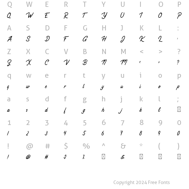 Character Map of Restaconme Regular