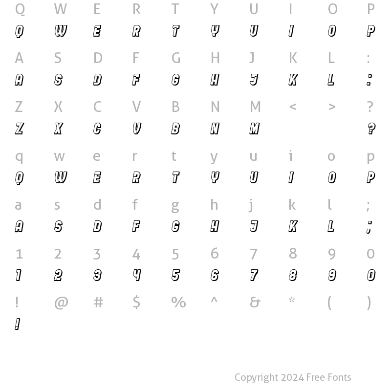 Character Map of Restaurant Menu Hollow Regular