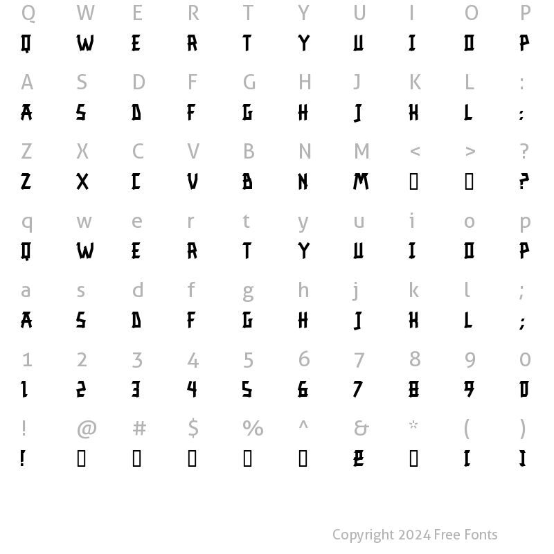 Character Map of Resurrection Regular