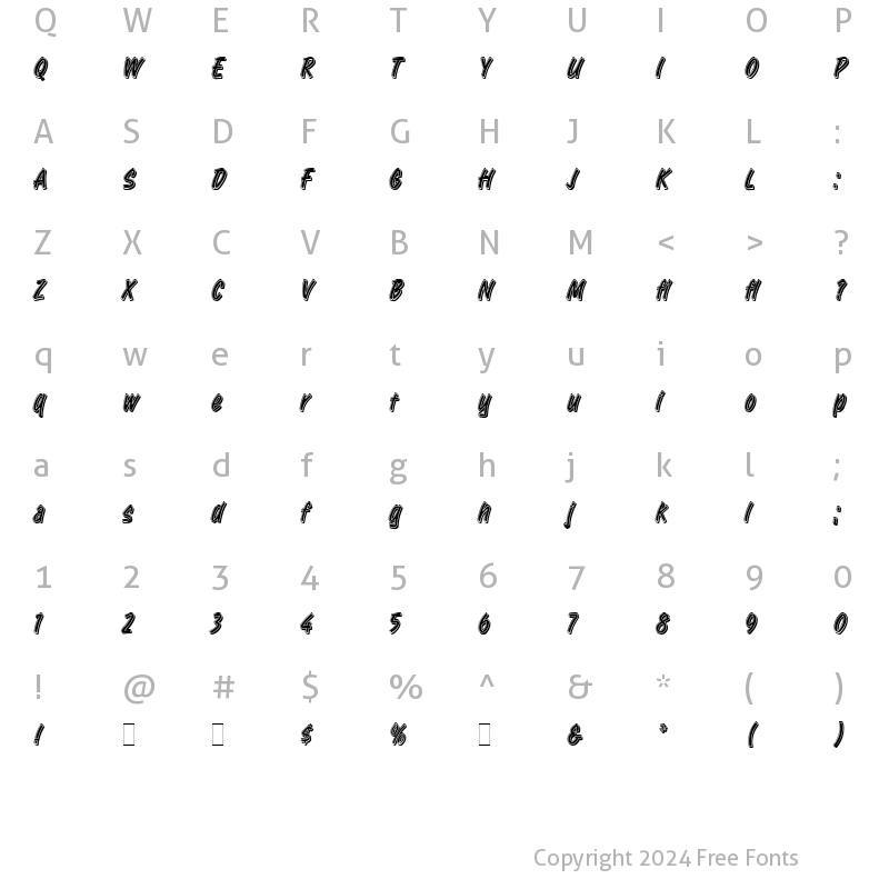 Character Map of Retail Script LET Plain