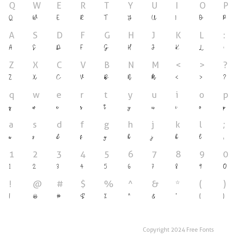 Character Map of Rethobie Regular