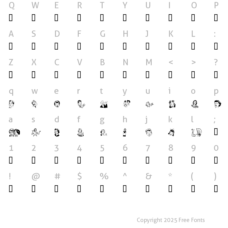 Character Map of Retro Bats One Regular