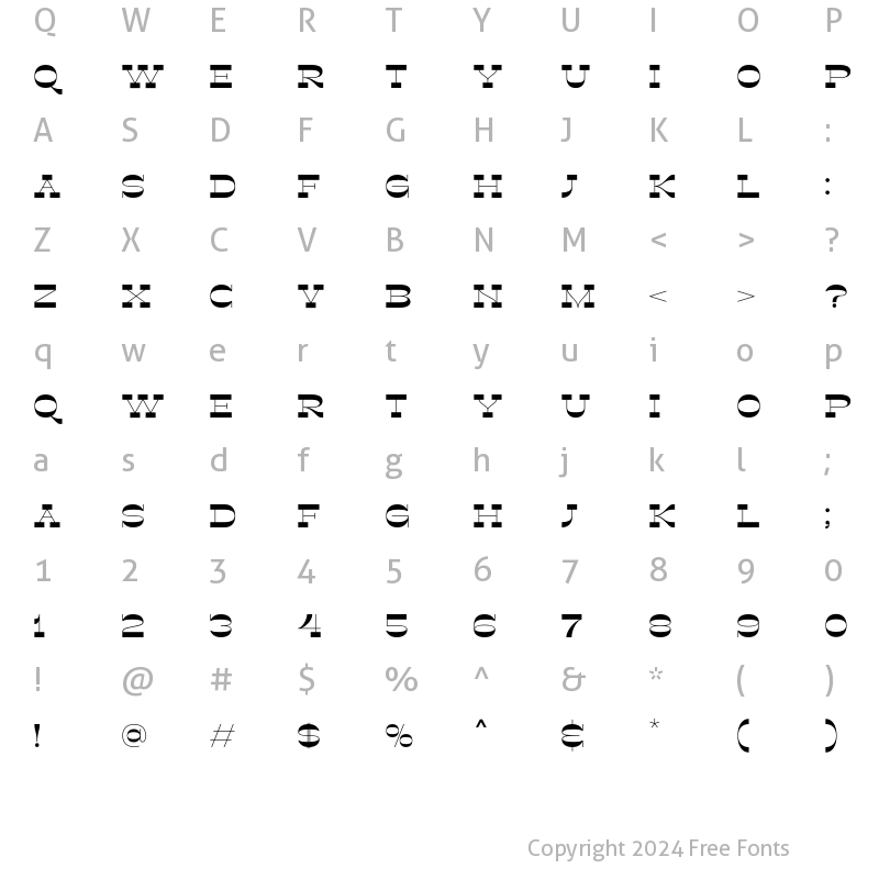 Character Map of Retroman Regular