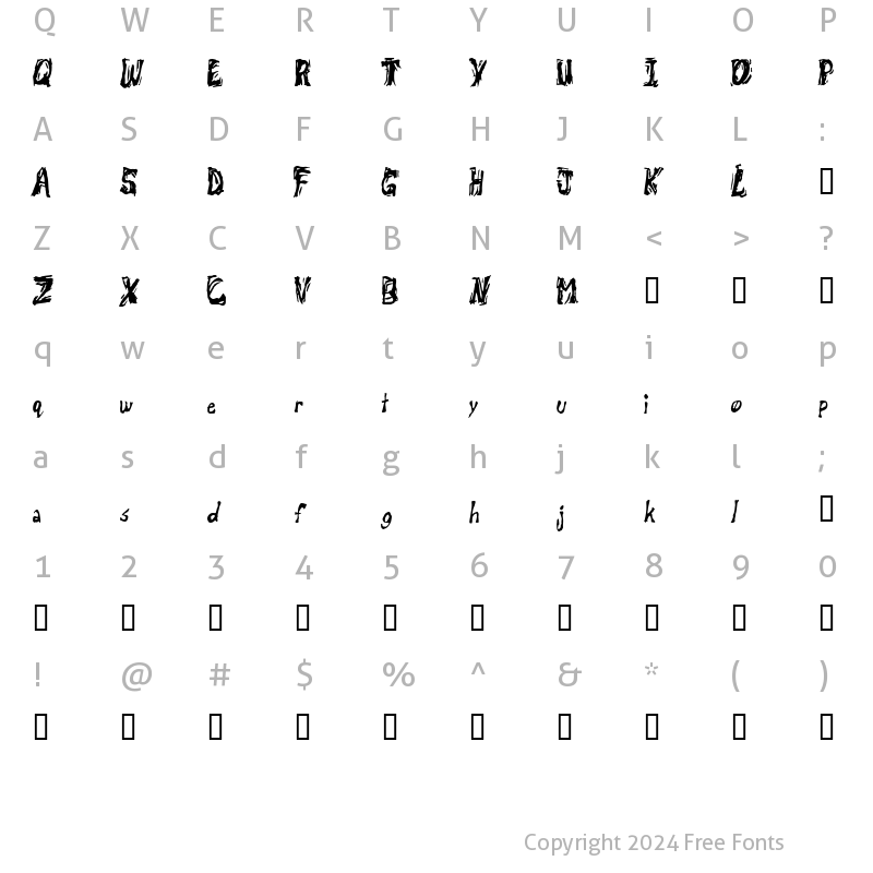 Character Map of Retsuc Regular