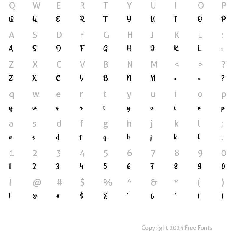 Character Map of Rettyllda Regular