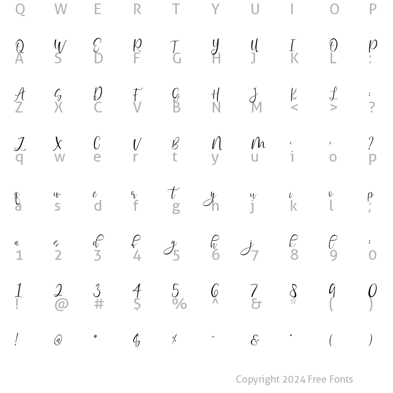 Character Map of Revalisha Regular