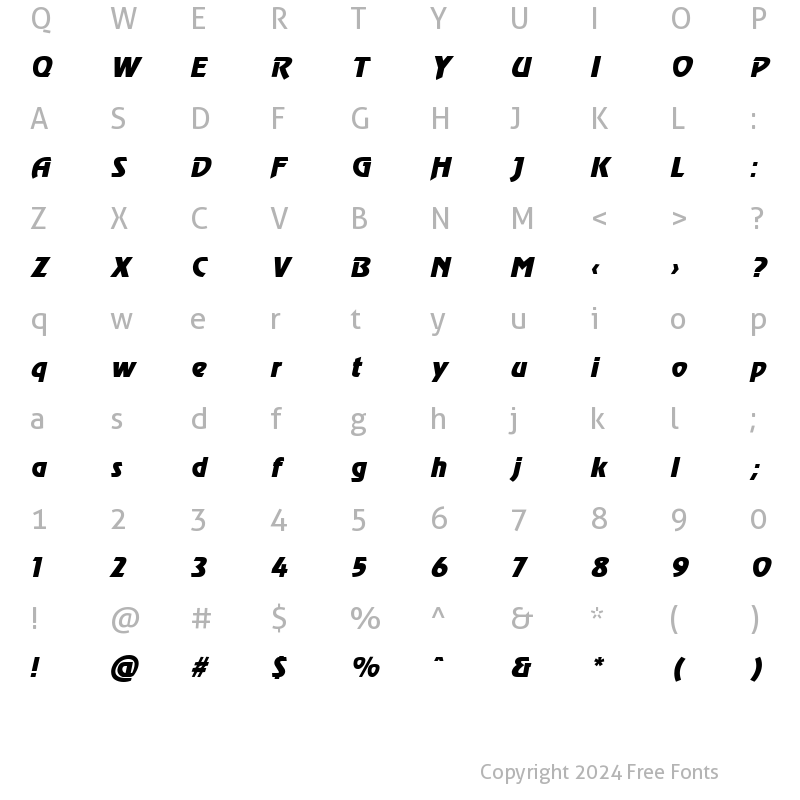 Character Map of Revel Italic