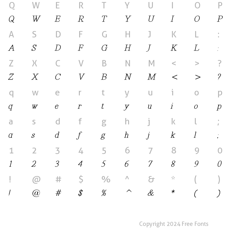 Character Map of Revelation BTN BoldOblique