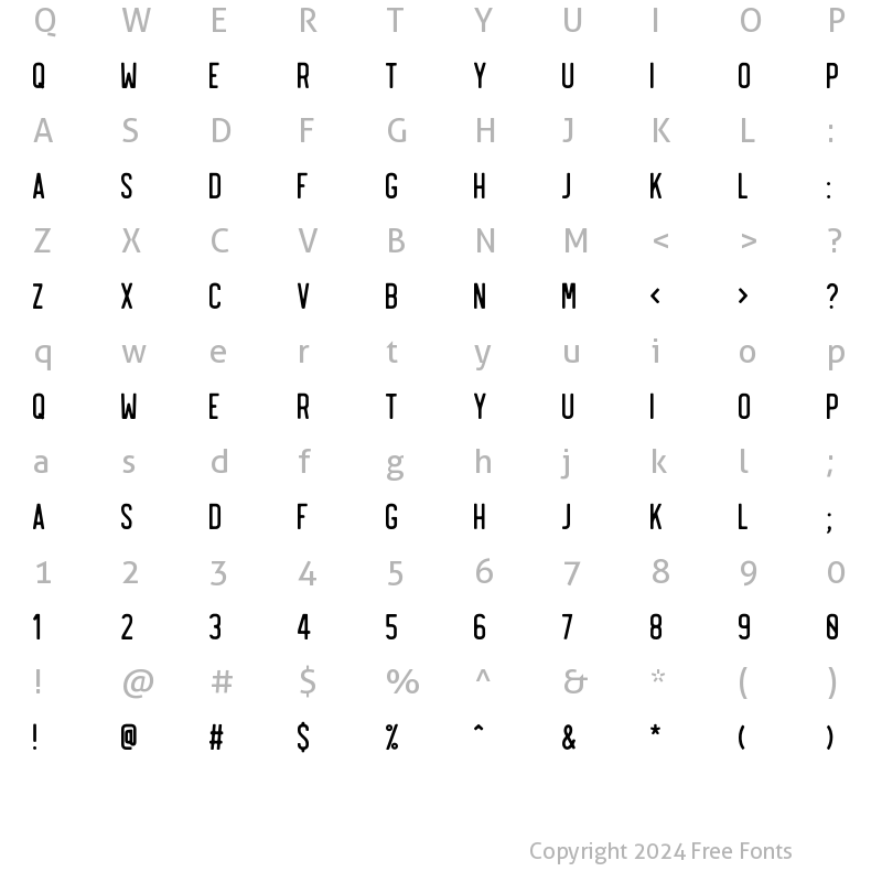 Character Map of Revelstoke Condensed