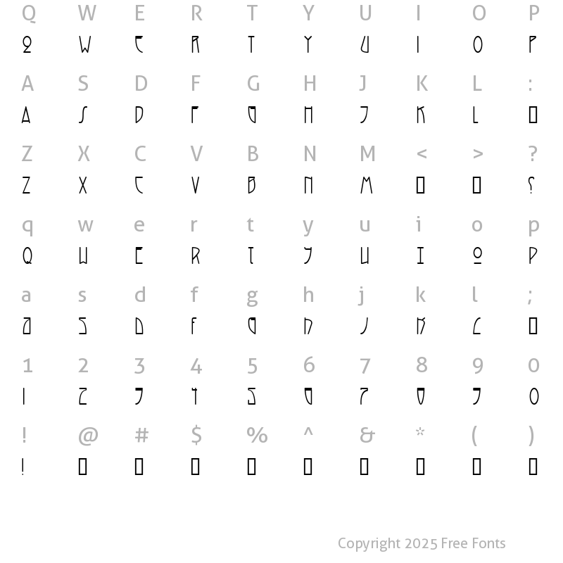 Character Map of Reverberate Bold