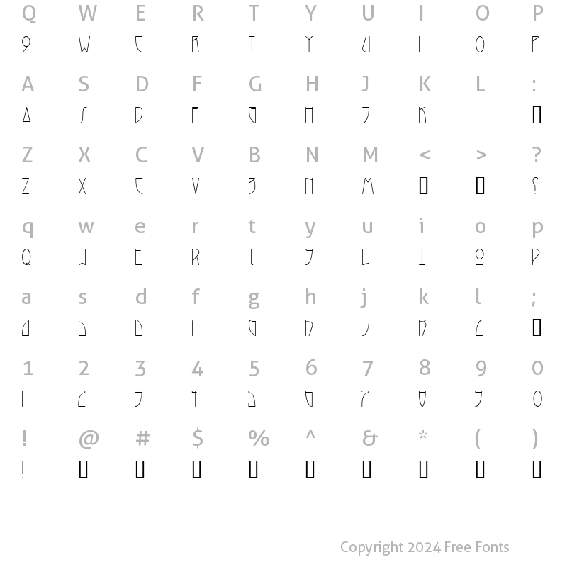 Character Map of Reverberate Regular