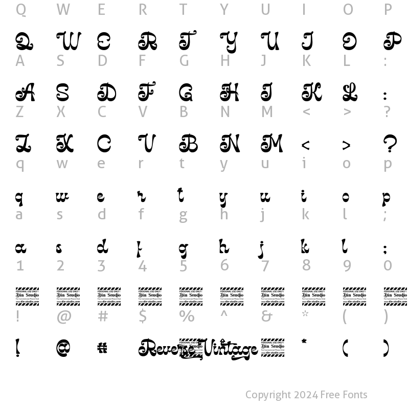 Character Map of Reverse Vintage Personal use Regular