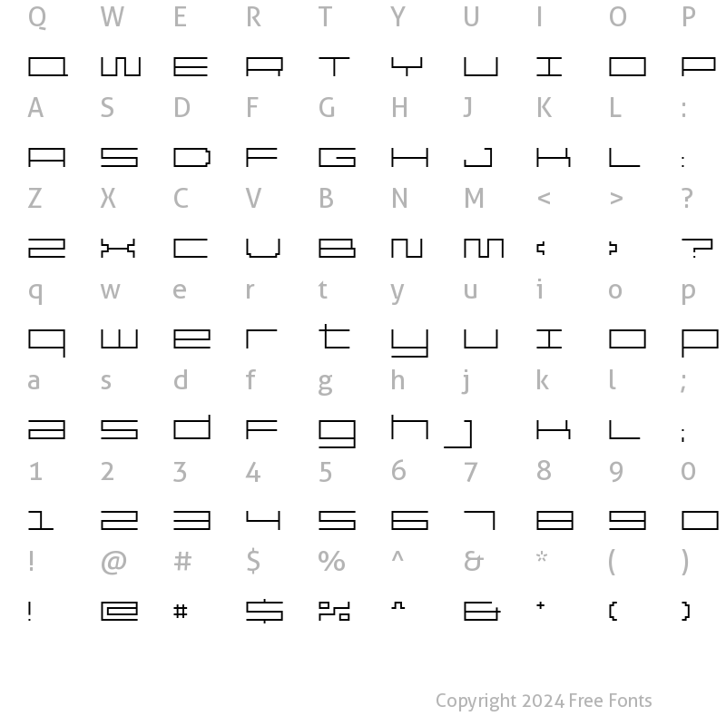 Character Map of Reversion ExtraLight