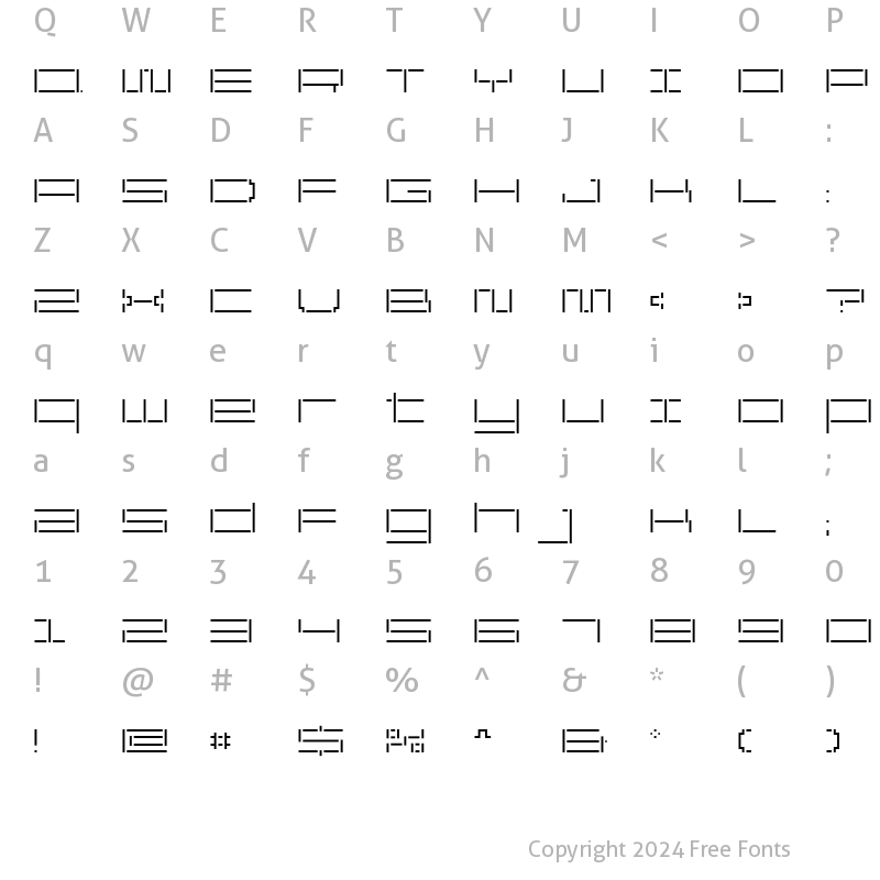 Character Map of ReversionBroken ExtraLight