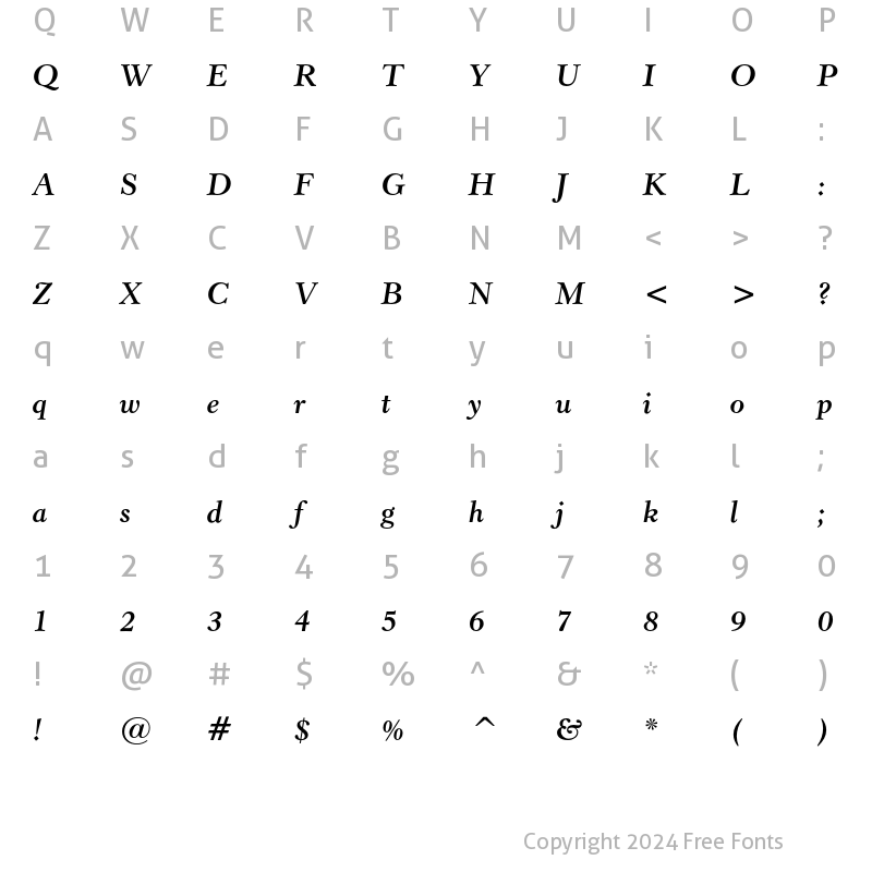 Character Map of Revival 555 Bold Italic