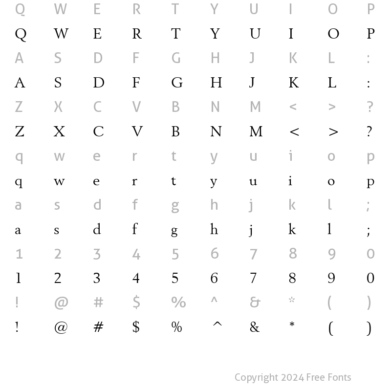 Character Map of Revival565 BT Roman