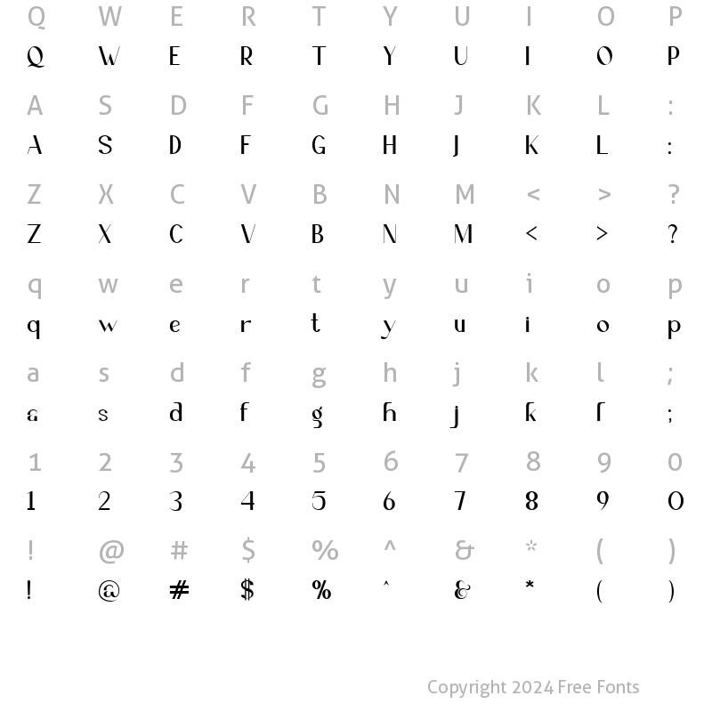 Character Map of Revivalisem Regular