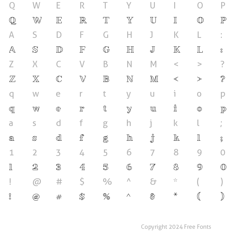 Character Map of Revive Display Thin