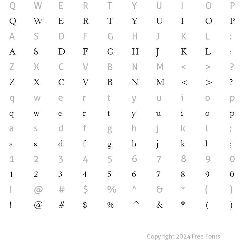 Character Map of Revivl555 BT Roman