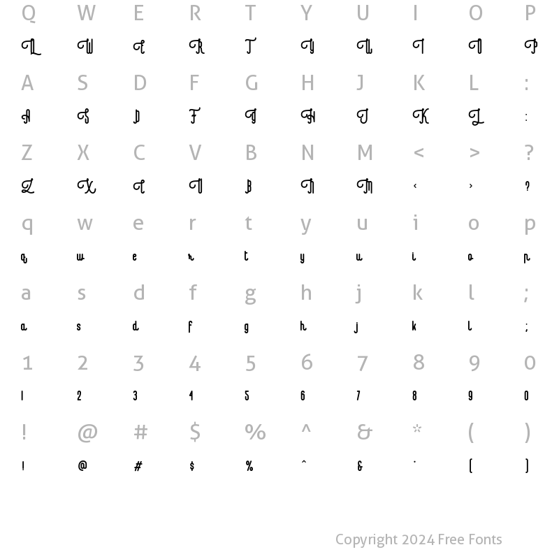 Character Map of Revolage Script