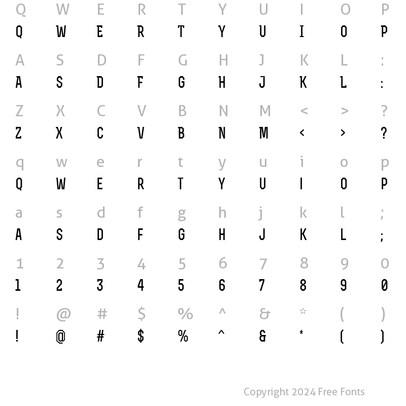 Character Map of Rex Bold Bold