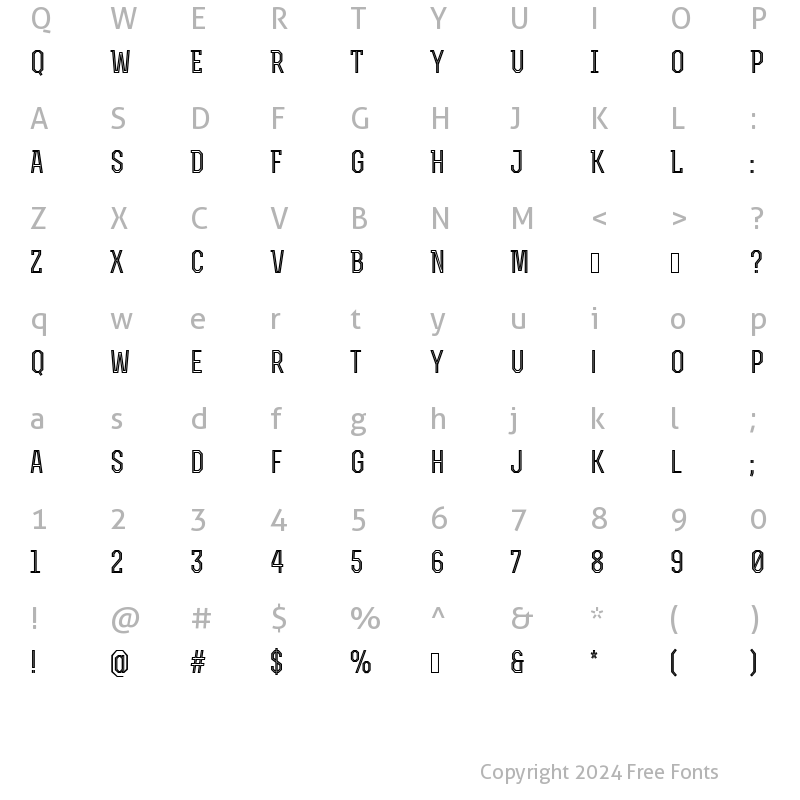 Character Map of Rex Bold Inline Regular