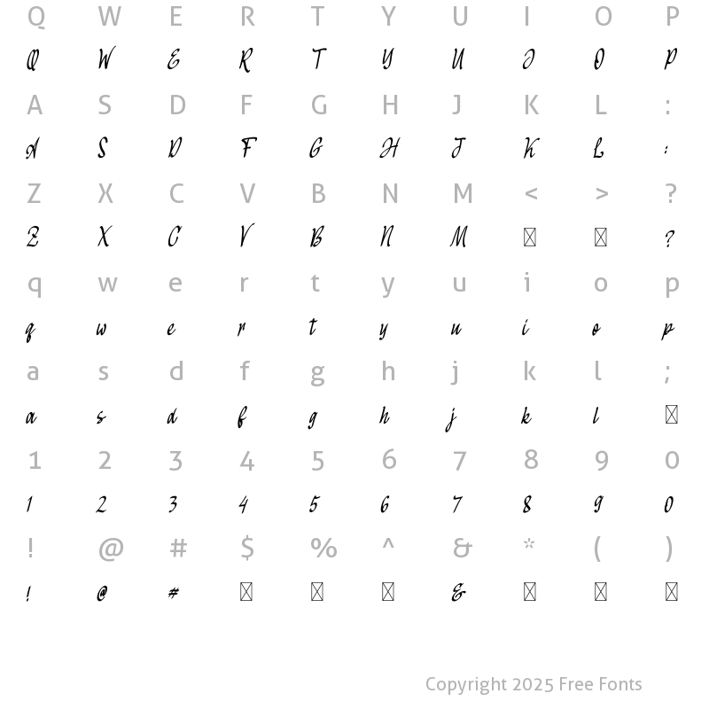 Character Map of Reynaldoha Regular