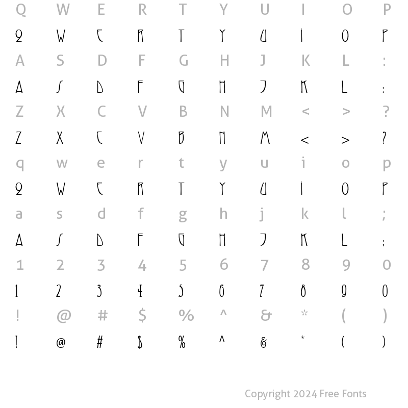 Character Map of Reynold Art Deco Regular