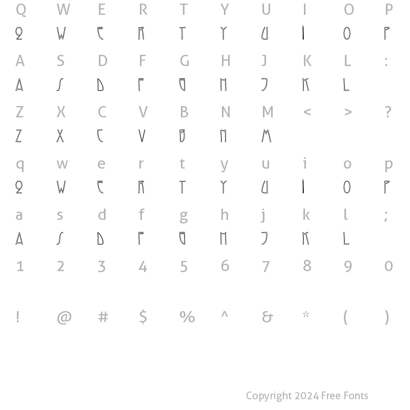 Character Map of ReynoldCaps Hollow Regular