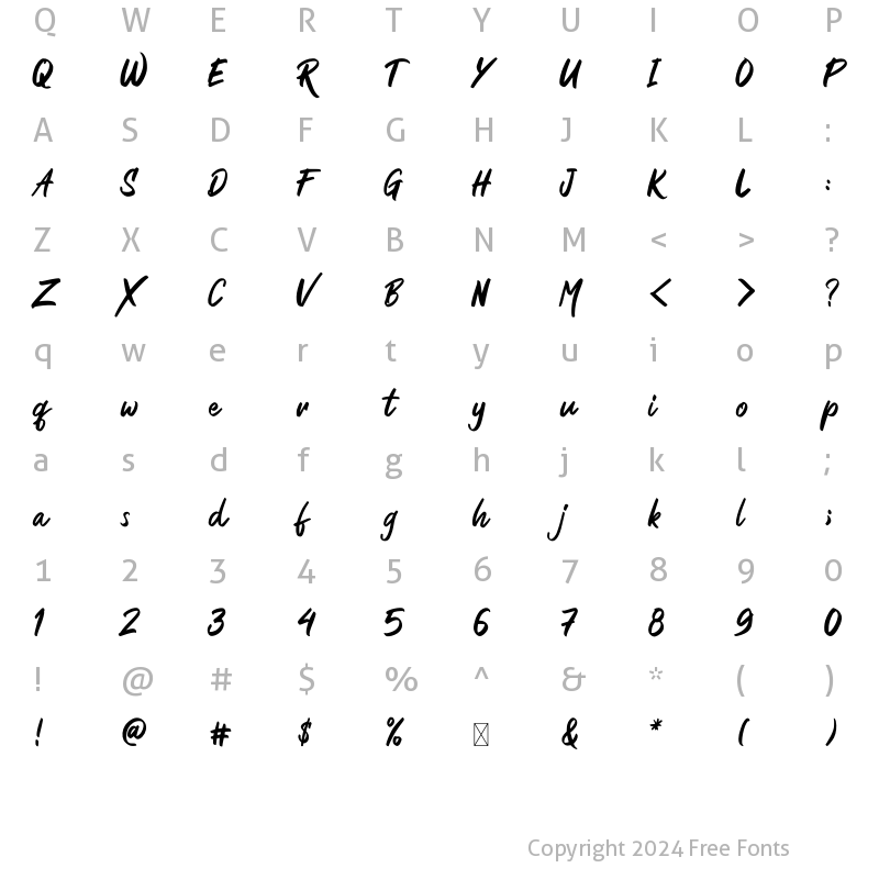 Character Map of Rezojas Regular