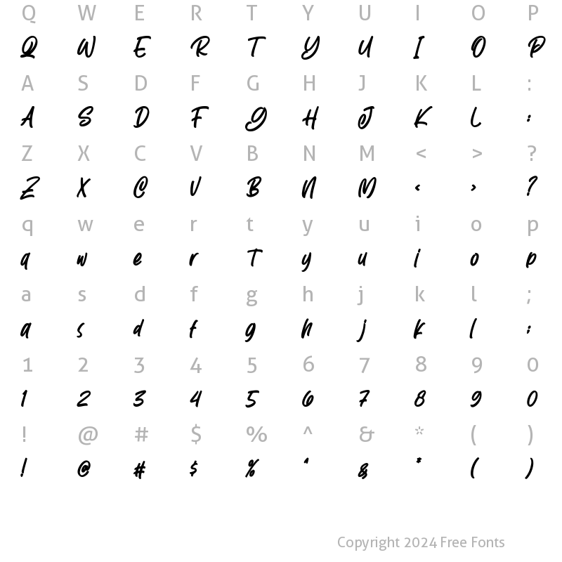 Character Map of Rezpector Rounded Bold Italic