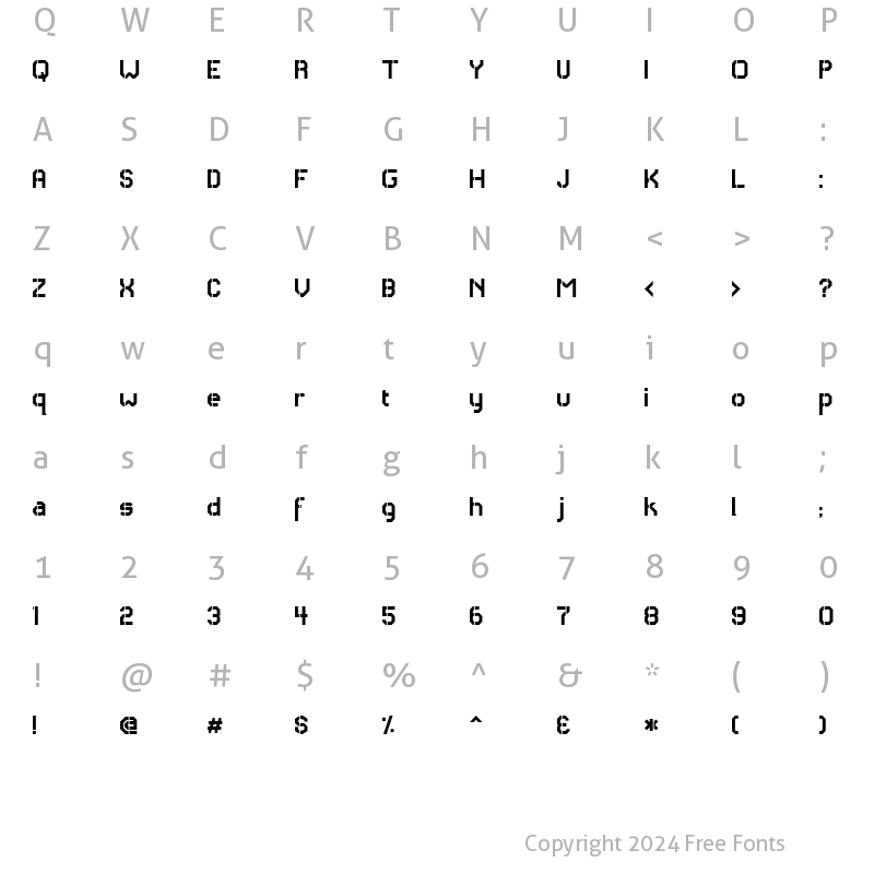 Character Map of RH Carrier Stencil Regular